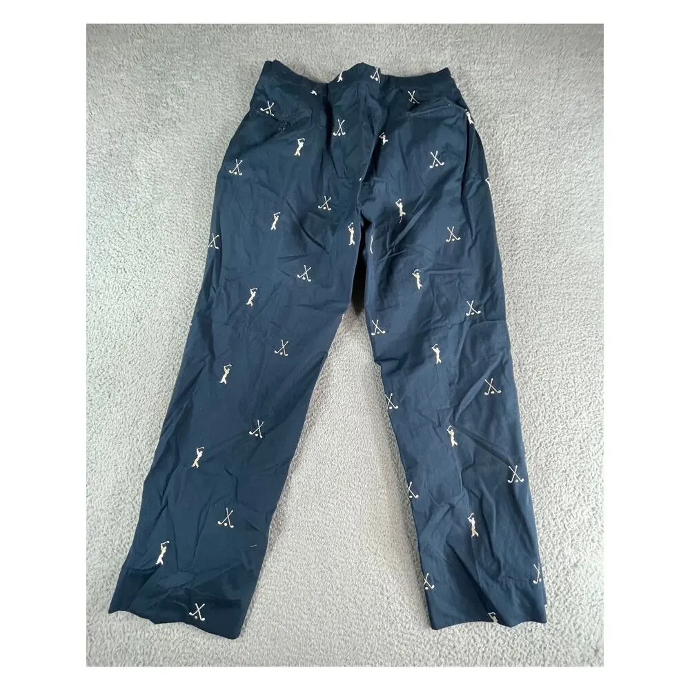 VTG Norm Thompson Golf Pants Mens 34x30 Blue Embroidered Always Fits Portland OR